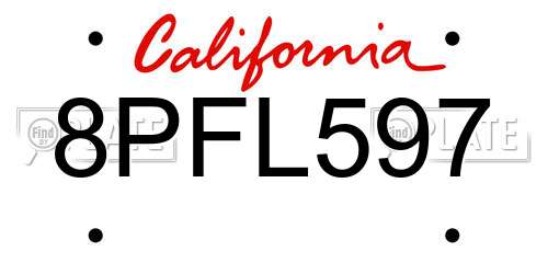 8PFL597 California License Plate