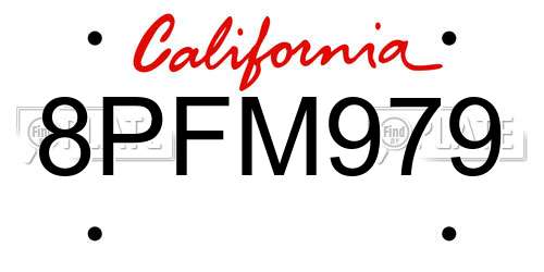 8PFM979 California License Plate