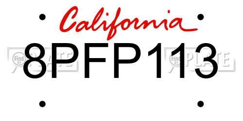 8PFP113 California License Plate