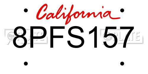 8PFS157 California License Plate