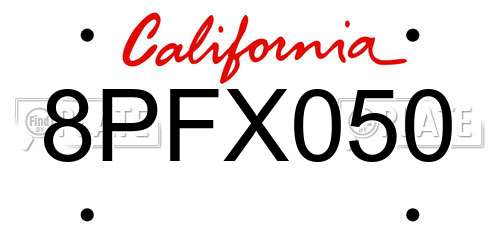8PFX050 California License Plate
