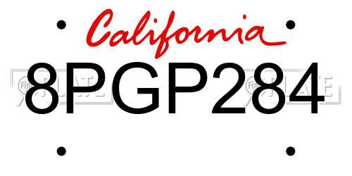 8PGP284 California License Plate