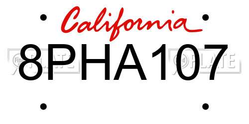 8PHA107 California License Plate