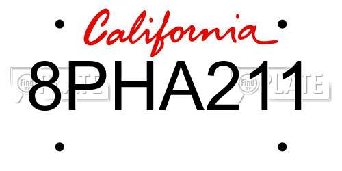 8PHA211 California License Plate