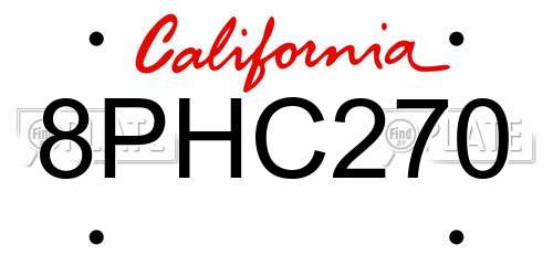 8PHC270 California License Plate
