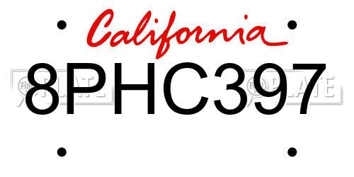 8PHC397 California License Plate