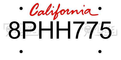 8PHH775 California License Plate
