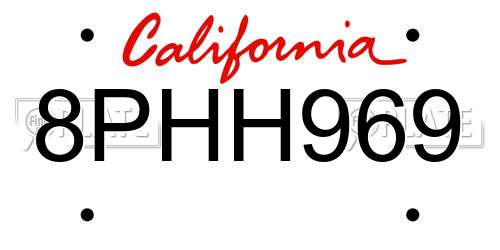 8PHH969 California License Plate