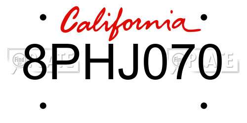 8PHJ070 California License Plate