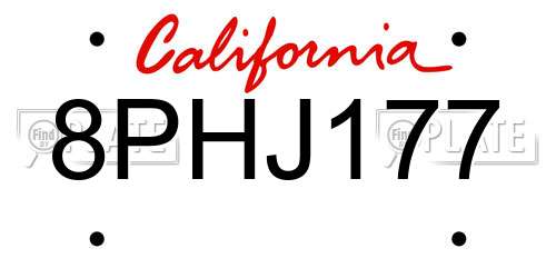 8PHJ177 California License Plate