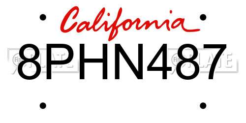 8PHN487 California License Plate