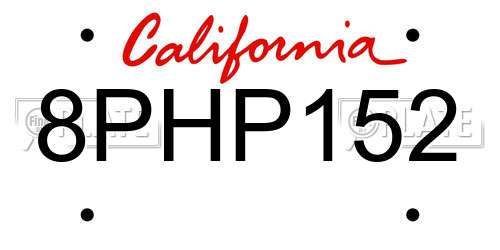 8PHP152 California License Plate