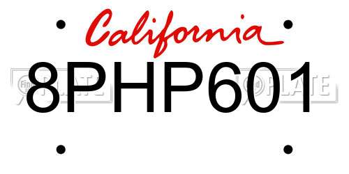8PHP601 California License Plate