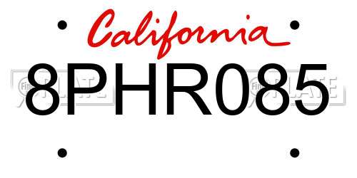 8PHR085 California License Plate