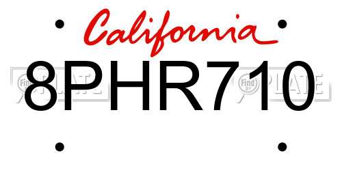 8PHR710 California License Plate