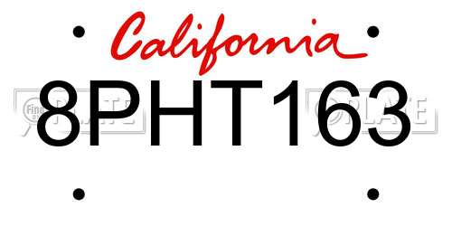 8PHT163 California License Plate