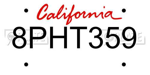 8PHT359 California License Plate