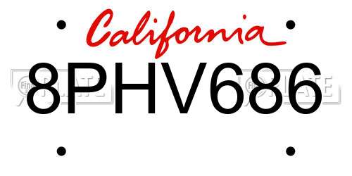 8PHV686 California License Plate