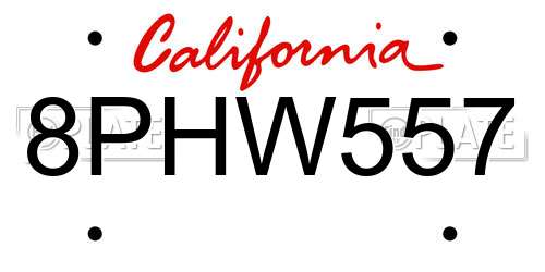 8PHW557 California License Plate