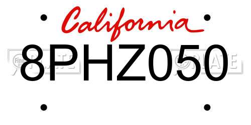 8PHZ050 California License Plate