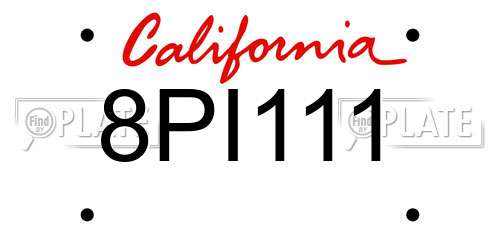 8PI111 California License Plate