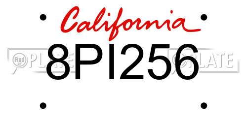 8PI256 California License Plate