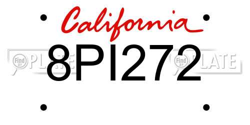 8PI272 California License Plate