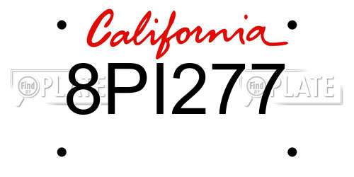 8PI277 California License Plate