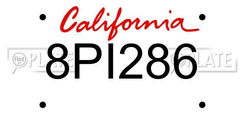 8PI286 California License Plate