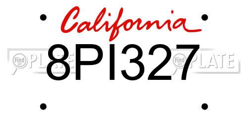 8PI327 California License Plate