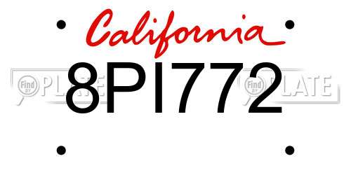 8PI772 California License Plate