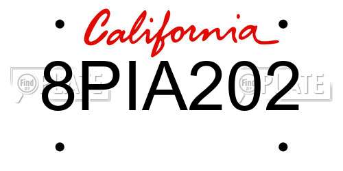 8PIA202 California License Plate