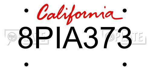 8PIA373 California License Plate