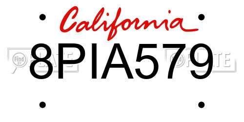 8PIA579 California License Plate