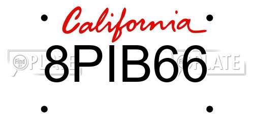 8PIB66 California License Plate