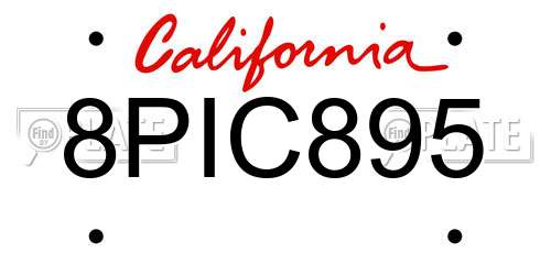 8PIC895 California License Plate