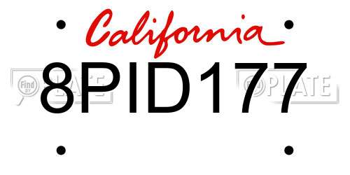 8PID177 California License Plate