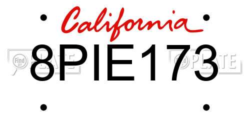 8PIE173 California License Plate