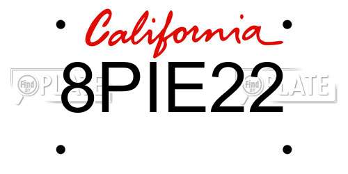 8PIE22 California License Plate