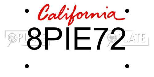 8PIE72 California License Plate