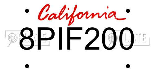 8PIF200 California License Plate
