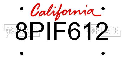 8PIF612 California License Plate