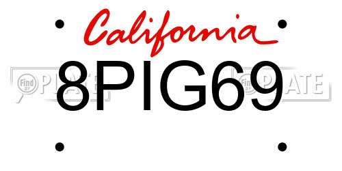 8PIG69 California License Plate