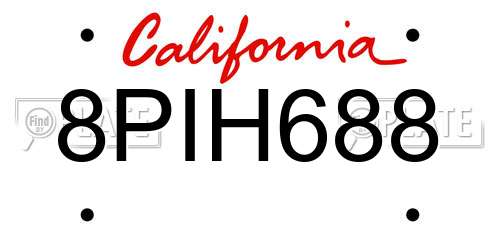 8PIH688 California License Plate