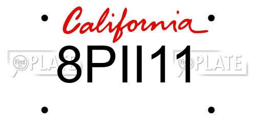 8PII11 California License Plate