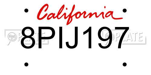 8PIJ197 California License Plate