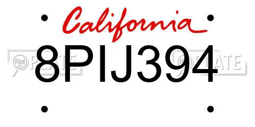 8PIJ394 California License Plate