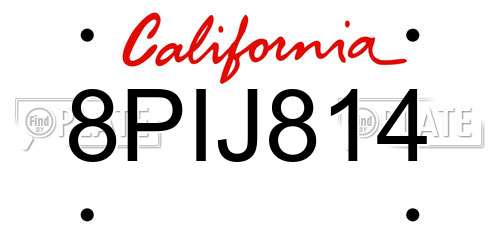 8PIJ814 California License Plate