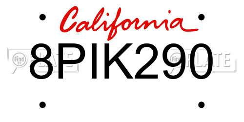 8PIK290 California License Plate