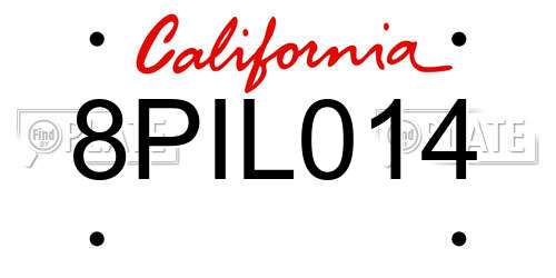 8PIL014 California License Plate
